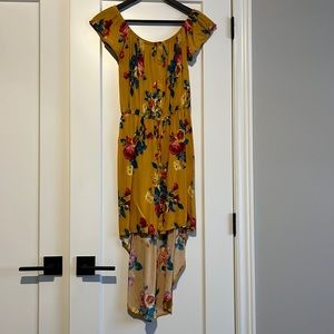 Off the shoulder high-low dress